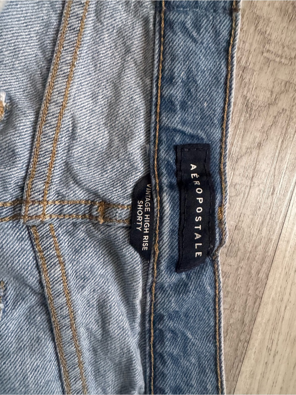 Aeropostale Faded Blue Denim Shorts with Cream Floral Lace - Picture 3 of 4